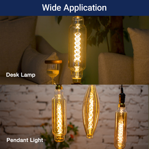 Vintage T80 T24 LED Edison <span class=keywords><strong>Ampoule</strong></span> 2 Pack E26 6.5W 300LM 2200K Ambre Décoratif Filament Lampe Pas De Scintillement pour La Maison Café Bar - Product Image 5