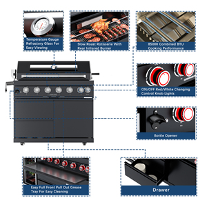En stock dans l'entrepôt américain : Armoire <span class=keywords><strong>de</strong></span> cuisine extérieure <span class=keywords><strong>de</strong></span> jardin en acier inoxydable 304 noir <span class=keywords><strong>avec</strong></span> évier et réfrigérateur - Product Image 4