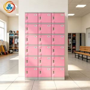 Armario Metálico Rosa Gris con Múltiples Puertas, Armario de Almacenamiento, Armario para Vestuario de Gimnasio o Escuela - Product Image 5
