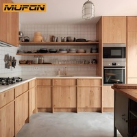 Armoires de cuisine en chêne blanc Japandi, fabrication sur mesure, meubles en placage de bois massif, ensemble complet d'armoires de cuisine, conception 3D gratuite