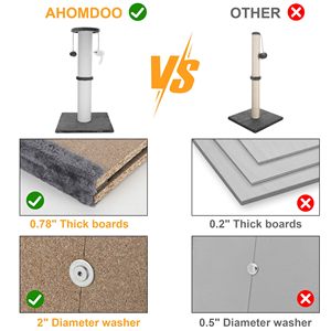 Tiang Garukan Kucing dari Tali Sisal Alami Tebal, Dapat Disesuaikan, Warna Abu-abu, Dilengkapi Bola Kecil, Mainan Pohon Panjat Kucing - Product Image 4