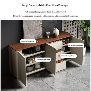 Aparador de Madera Maciza de Estilo Italiano Moderno y Minimalista Lxyx, Mueble de Almacenamiento Integrado para Montar en la Pared, Mueble Grande para Sala de Estar - Product Image 3