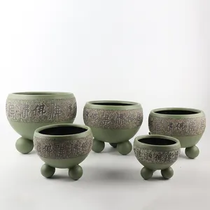 Maceta de cerámica con pie para decoración de hotel, diseño único, tamaño diferente, piezas para decoración del hogar, jardín