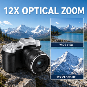 <span class=keywords><strong>Appareil</strong></span> <span class=keywords><strong>photo</strong></span> numérique 75MP 4K avec zoom optique 12X, double objectif télescopique, WiFi, autofocus, caméra selfie/vlog, capteur CMOS, écran 2-3 pouces, TF - Product Image 2
