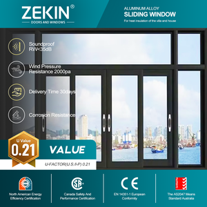 Ventana Corredera de Aluminio con Rotura de Puente Térmico, Doble Acristalamiento, Vidrio Templado, Resistente a la Presión del Viento, AS2047 CSA - Product Image 1