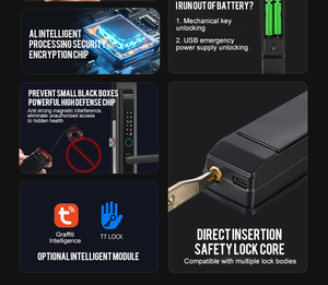 กลอนประตูดิจิตอลไบโอเมตริกซ์แบบสแกนลายนิ้วมือ Glomarket สำหรับประตูบานเลื่อนอะลูมิเนียมแบบแคบ ประตูไม้  ควบคุมผ่านแอป Tuya - Product Image 4