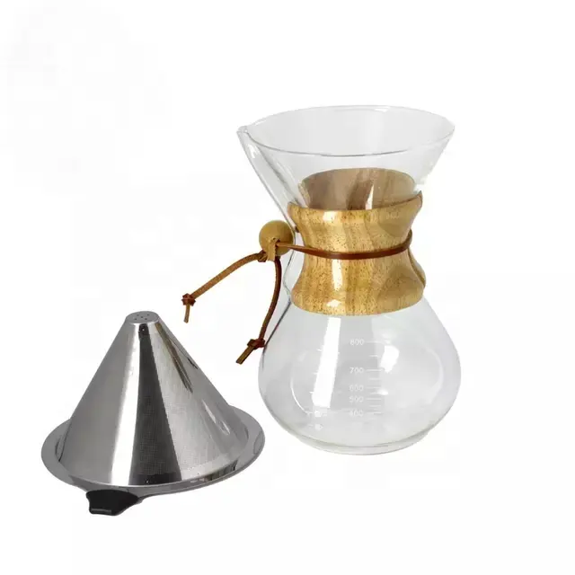 Kahve makinesi üzerine dökün seti, üzerine dökün kiti ile cam Carafe kullanımlık damlatıcı filtre ve kahve kaşığı 3 fincan kahve Brewer