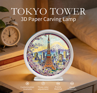 Lampe de nuit USB 3D en papier découpé avec télécommande RGB, boîte à lumière en papier imprimé, idéale pour la décoration de chambre et comme cadeau d'anniversaire (vente en gros)