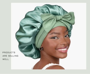New Satin Sleeping Cap for Women Solid Wide Band Stretch Head <b>Tie</b> Silky Bonnet Wrap Nightcap Hair Care Shower Head Cover - Product Image 5