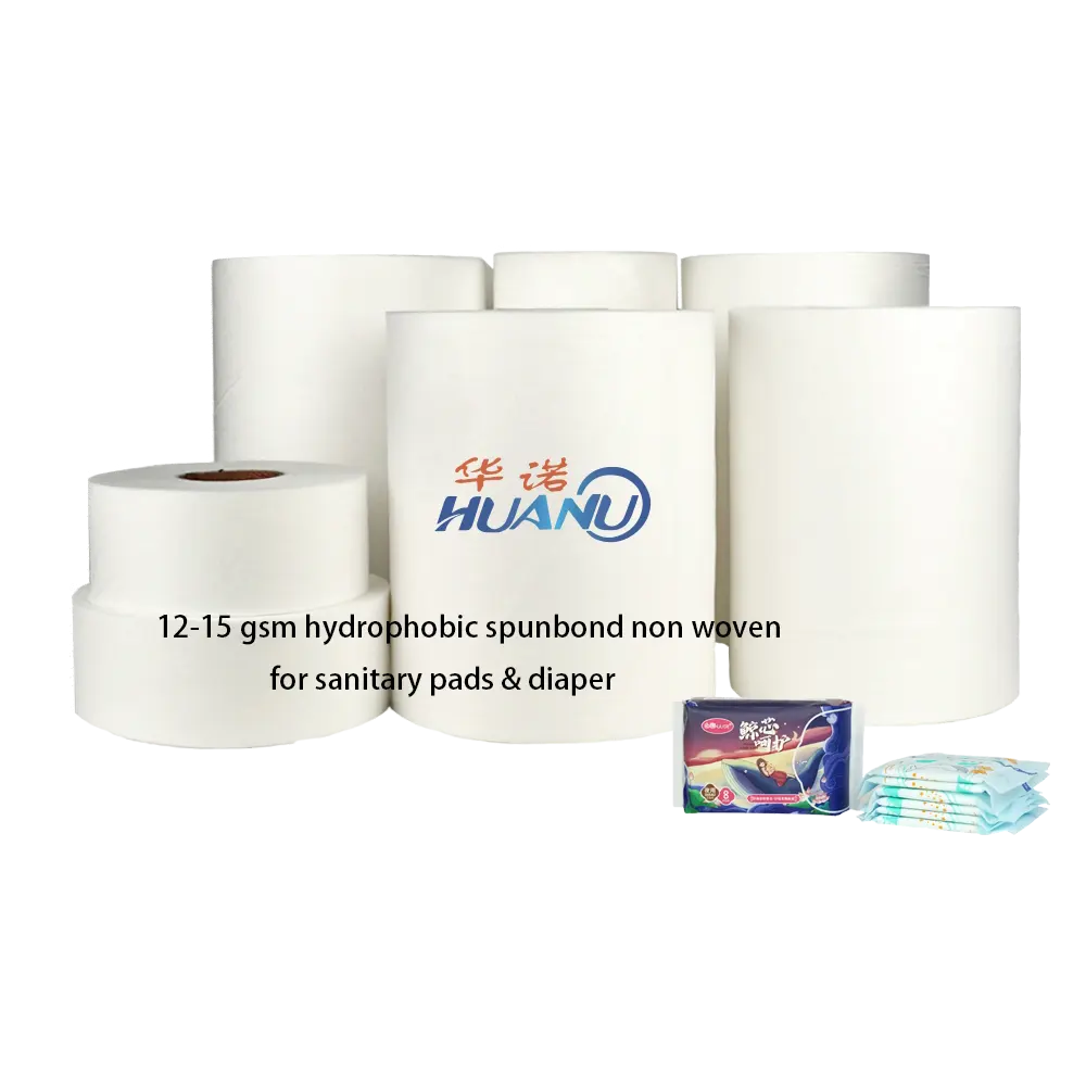 Fornecedor da China personalização em relevo hidrofílico não tecido 12-15 g/m2 não tecido ss para absorventes higiênicos
