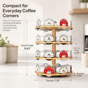 ชั้นวางแคปซูลกาแฟไม้แบบหมุนได้ 4 ชั้น สำหรับจัดเก็บแคปซูลกาแฟบนโต๊ะ - Product Image 2