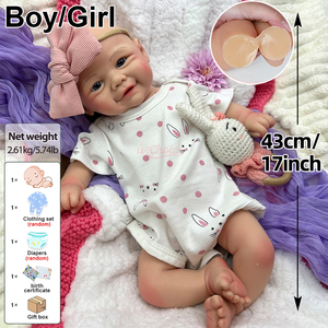 Poupée en silicone douce au toucher pour nouveau-né, poupée à <span class=keywords><strong>la</strong></span> bouche ouverte souriante, poupée en silicone réaliste, cadeau de collection - Product Image 3