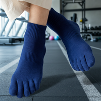 Chaussettes de sport à compression cinq doigts en coton solide, confortables, tricotées sur mesure, épaisses, vente en gros