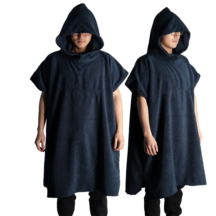 Cotton or Microfiber Surf Wetsuit Beach Changing Poncho Towel with Hood Hooded Bath Robe Poncho