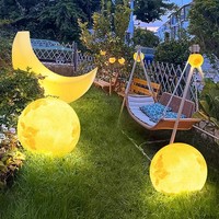 Lampe LED DC IP65 en forme de boule de lune pour cour, décoration de jardin extérieure de Noël, télécommande, multicolore, faisceau 360°
