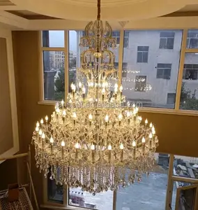 Grande luxo salão de banquetes lustres luzes pingente iluminação lustre cristal