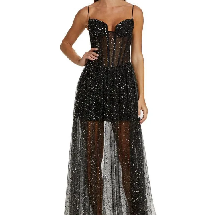 2023 Hot Sale Fashion Party Elegant Dress Lace Sparkly Temperament Gown Women Maxi Dress