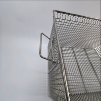 Panier en maille d'acier inoxydable 304 à double poignée, résistant aux hautes températures, finition polie brillante, pour la stérilisation industrielle en cuisine