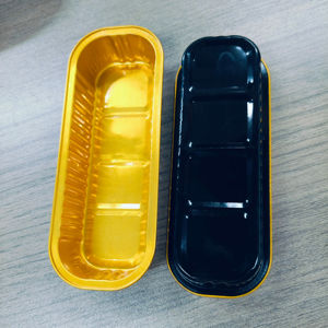 Récipient d'emballage alimentaire de papier d'aluminium à emporter d'or <span class=keywords><strong>noir</strong></span> - Product Image 4