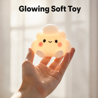 Jouet Squishy Nuage Guérisseur à Rebond Lent, Blanc Mat, Base Plate, S'autoportant, Visage Souriant Mignon, pour Étagère de Chambre