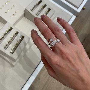 Ensemble de bagues en argent pur S925, style minimaliste, carrés dispersés, bonbons, diamants irréguliers, design unique, polyvalent, bagues empilables - Product Image 4