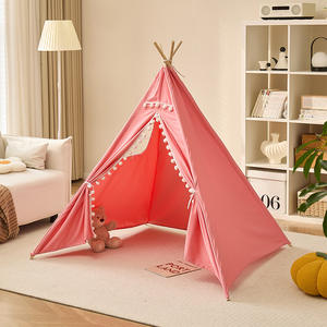 Tente tipi indienne en coton blanc de taille personnalisée, pliée, 4 poteaux, tente de jeu souple pour enfants, intérieur/extérieur - Product Image 3