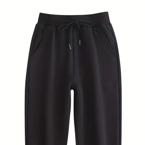 Ensemble de survêtements unisexe à col en O Sportswear avec logo personnalisé 2 pièces en toile de coton noire à motif solide Style décontracté Fabriqué au Pakistan - Product Image 6