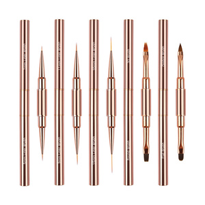 Meilleur <span class=keywords><strong>kit</strong></span> de pinceaux pour vernis à ongles en gel avec manche en métal Brosse à baiser sur les ongles en gel près de chez moi Doublure ovale plate en forme de cheveux Virole sertie - Product Image 6