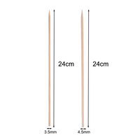 Brochettes jetables en bois de bouleau, finition lisse, 24 cm, 3,5 mm, 4,5 mm, sans éclats, épaisses, écologiques, pour barbecue, pointues et à extrémité plate