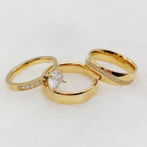 18K позолоченные кольца из нержавеющей стали высокого качества с фианитом - Product Image 4