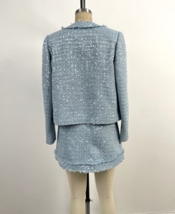 OEKO <span class=keywords><strong>Tweed</strong></span> di alta qualità personalizzato due pezzi Set elegante da donna per incontri di lavoro - Product Image 3