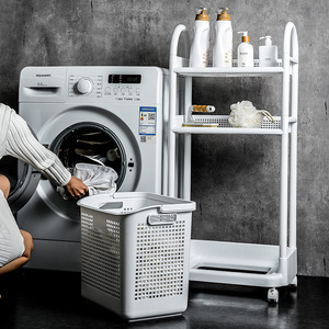 AA511 Estante de Almacenamiento de Plástico de 3 Niveles, Organizador de Artículos Diversos para Lavandería, Estante Extraíble para Baño, Cesta de Almacenamiento para Ropa Sucia - Product Image 6