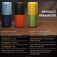 Altavoz Bluetooth Magnético Desmontable 2 en 1, Altavoz Inalámbrico Portátil 5.4 TWS de 10 W con LED RGB, Radio FM, USB Tipo C, Tarjeta TF, Audio