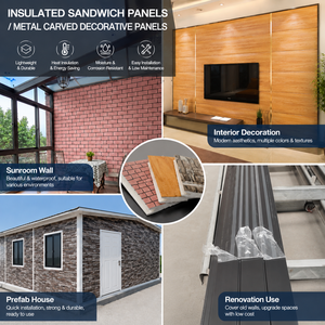Revêtement mural extérieur, panneaux sandwich isolés, imitation bois, métal sculpté, bardage décoratif pour la <span class=keywords><strong>rénovation</strong></span> de la <span class=keywords><strong>façade</strong></span> de la <span class=keywords><strong>maison</strong></span> - Product Image 6