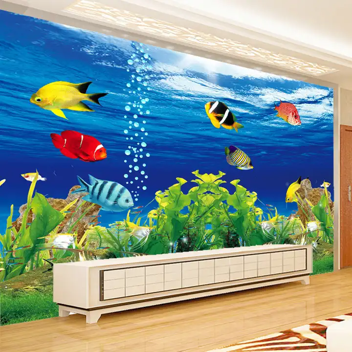 Custom Photo Wallpaper 3D Stereoscopic Ocean Aquarium for Living Room Decor