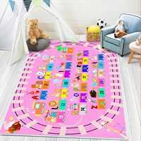 Tapis de jeu rose ABC pour enfants Tapis de l'alphabet avec numéros Train d'animaux et formes de route Tapis d'apprentissage amusant et éducatif Tapis de jeu pour enfants