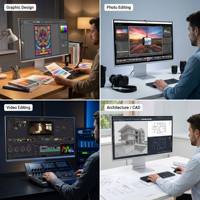 Monitor Desainer 32 Inci 4K dengan Casing Aluminium CNC, Layar IPS, Monitor Warna Profesional, Pabrik OEM