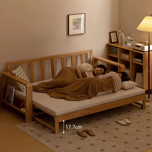 سرير بسيط ثنائي الغرض مع تخزين قابل للطي تلسكوبي متعدد الوظائف لغرفة المعيشة الصغيرة - Product Image 5