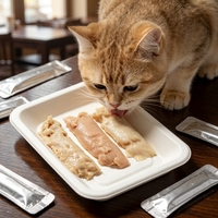 Nourriture humide pour chat à formule personnalisée, marque privée, à lécher, poulet, thon, saumon, faible en gras, riche en protéines, sans céréales, 100% naturelle, pour la peau et le pelage