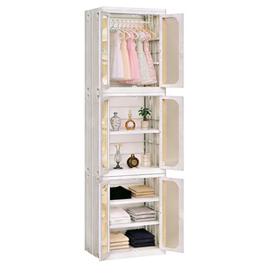 Folding Storage Cabinet White Translucent Doors Multi Layer Baby Clothes Toys Snacks Organizer Large Square Type - Product Image 5