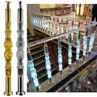 Pilier en plexiglas cristal pour escalier, lumière led SS 304, balustrade en acrylique transparent pour escalier