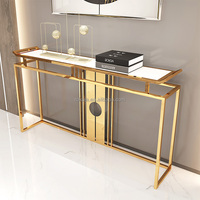 Nouvelle table console décorative au design moderne, cadre en métal doré brillant, table d'entrée pour salon, meuble de maison, commode, table d'angle