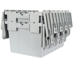 600*400*365mm Stack Attached Lid Container logistics nesting tote boxes