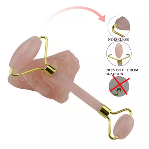 Gran oferta, rodillo de jade de cuarzo rosa y <span class=keywords><strong>Guasha</strong></span> con juego de herramientas de cepillo de máscara facial de silicona - Product Image 6