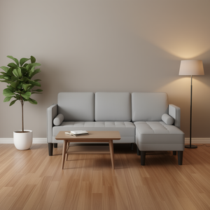 Juego de Sofás de 2 Piezas para Sala de Estar en Gris Claro con Cojines de Poliéster, Diseño Moderno para Muebles del Hogar - Product Image 2