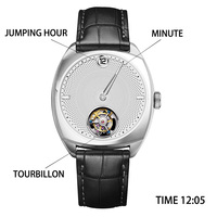 Montre mécanique automatique tourbillon avec logo personnalisé, 41 mm, acier inoxydable 316L, saphir, 5 ATM, heure sauteuse, semi-OEM, montre-bracelet pour homme