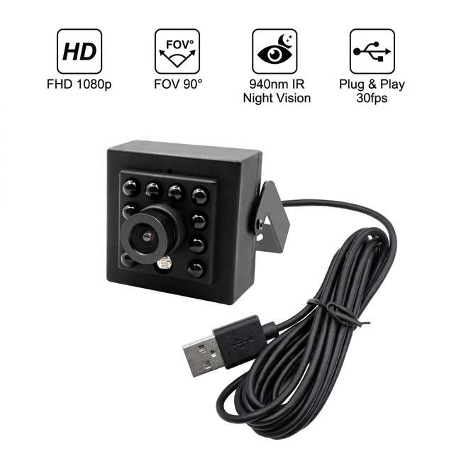 2MP HD 940nm IR Infrared Night Vision USB Camera Drive-Free CCTV Security UVC Camera for ATM Kiosk AI Machines
