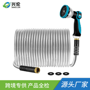 Juego de manguera de jardín de acero inoxidable de 1/2 pulgada con pistola de agua de alta presión para jardín y lavado de autos - Product Image 2