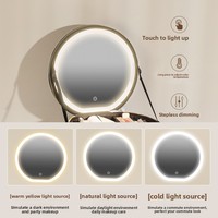 Sac de maquillage en cuir personnalisé avec miroir LED, grande capacité, sac cosmétique portable, nouveau design, miroir de voyage en gros