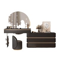 Coiffeuse noire chambre Simple moderne 2025 nouvelle lumière luxe en bois massif stockage lit fin maquillage Table un seau armoire